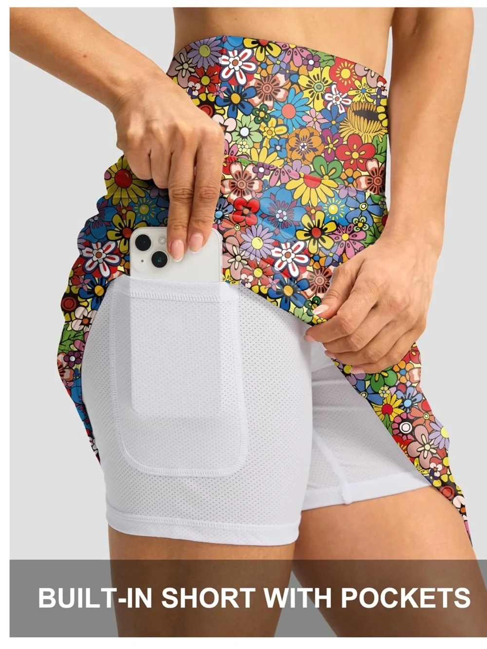 Skorts for Women with Pockets High Waisted Tennis Golf Knee Length 18